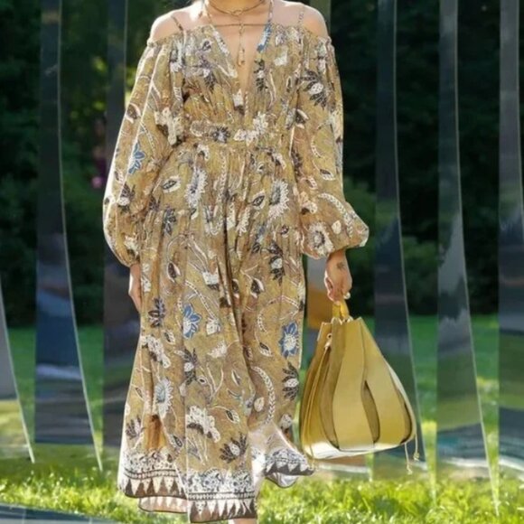 NWOT ULLA JOHNSON Tahlia Midi Dress in Oleander XS $525